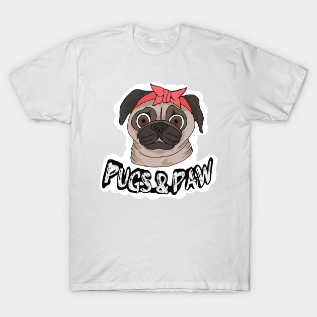 Pug Dog Paws Love T-Shirt by chrstdnl